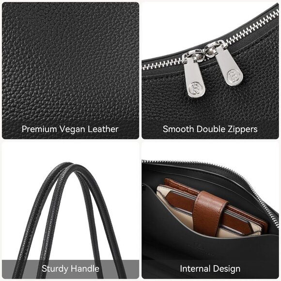 Small Purses for Women Trendy Shoulder Bag Vegan Leather Hobo Handbags with Doub - Picture 5 of 6